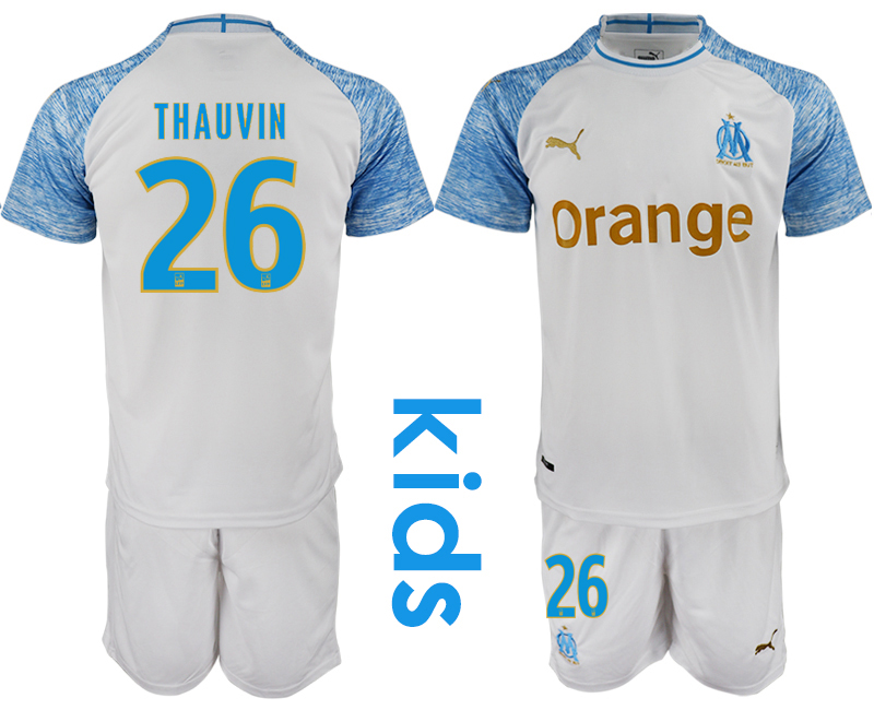 2018_2019 Club Olympique de Marseille home Youth #26 soccer jerseys